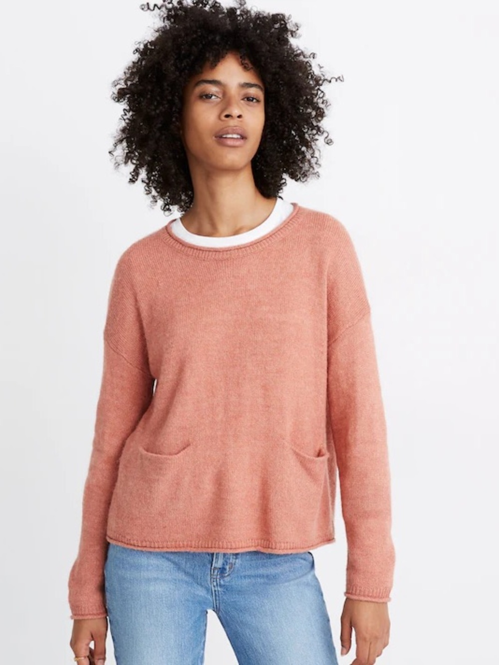 Rose colored pullover sweater from Madewell